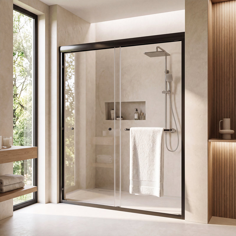 Porte de douche coulissante double semi-sans cadre H 56 po x l 72 po x H 72 po