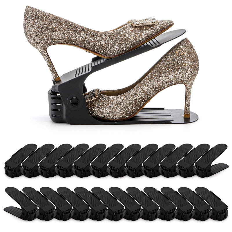 Ensemble de 24 range-chaussures réglables, range-chaussures empilables à 4 niveaux