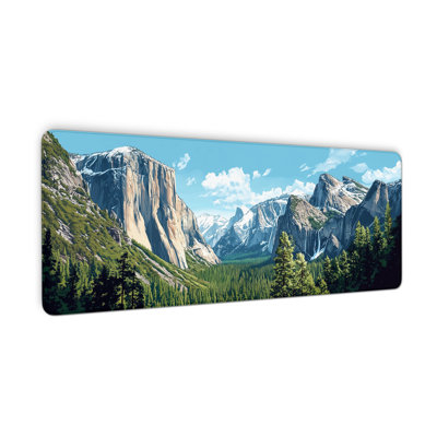 Yosemite Mouse Pad, Mountain Tree Landscape Computer Mousepad Desk Mat for Gamer, Office Home, Seamed Edges and Non-Slip Base, Keyboard Full Desk Mousepad, Thick, 15.75 x 31.5 inComes with a pure white mug as a gift