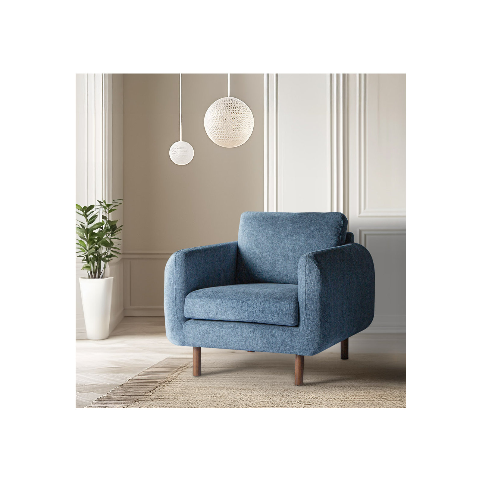 Leno Upholstered Armchair, Angel Sky Blue Performance Chenille