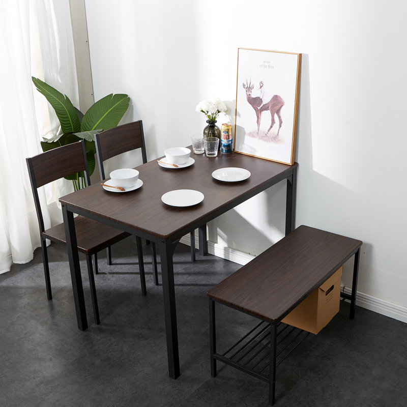 Ensemble de table de salle à manger avec 2 chaises et un banc, ensemble de 4 pièces pour la salle à manger