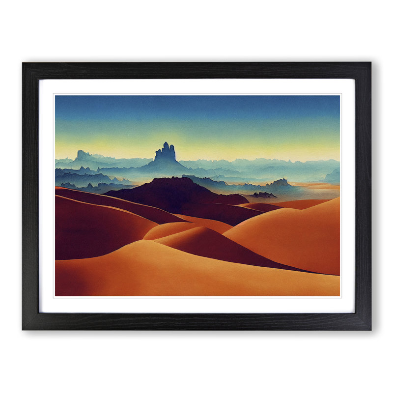 Desert in Watercolour Vol.1 1 Piece Single Picture Frame Painting, 25cm H x 34cm W x 2cm D, Black
