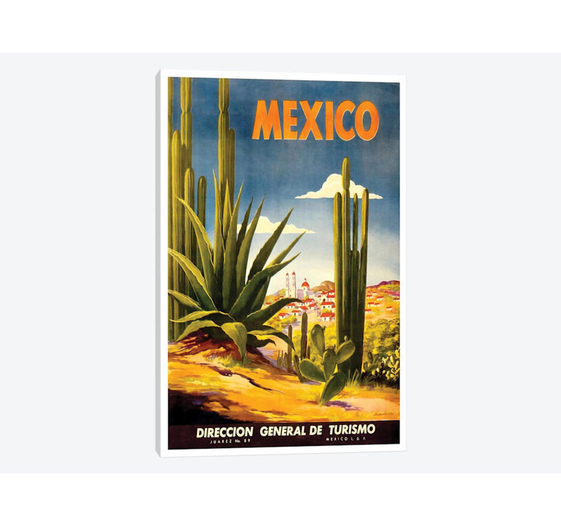 « mexico ii », affiche rétro sur toile, 18" H x 12" L x 1,5" D