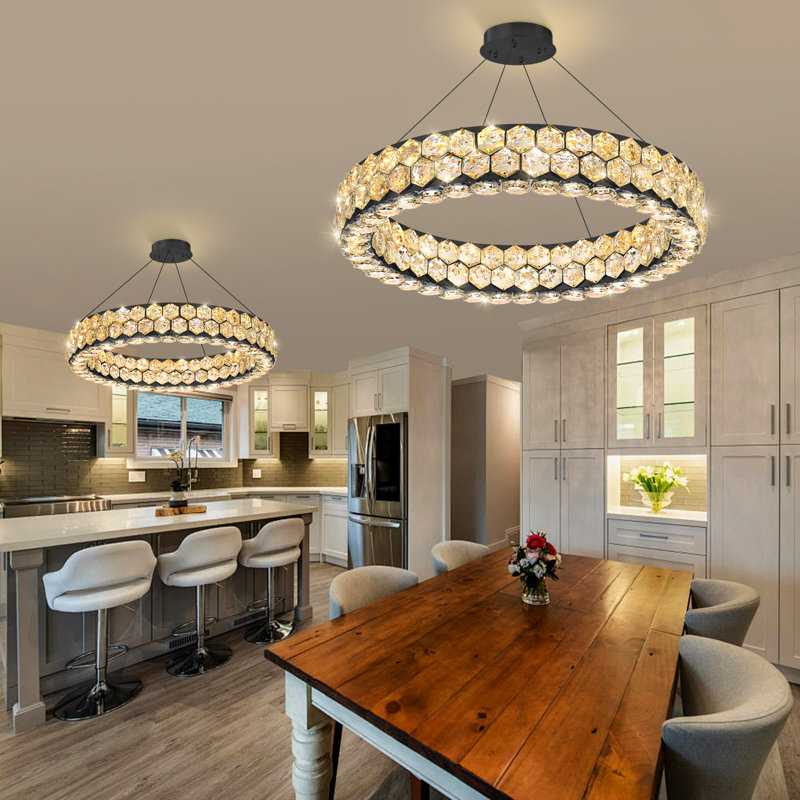 Lustre en cristal Modern, 51 W, H 118 po x l 23,6 po x P 23,6 po, 4080 lumens