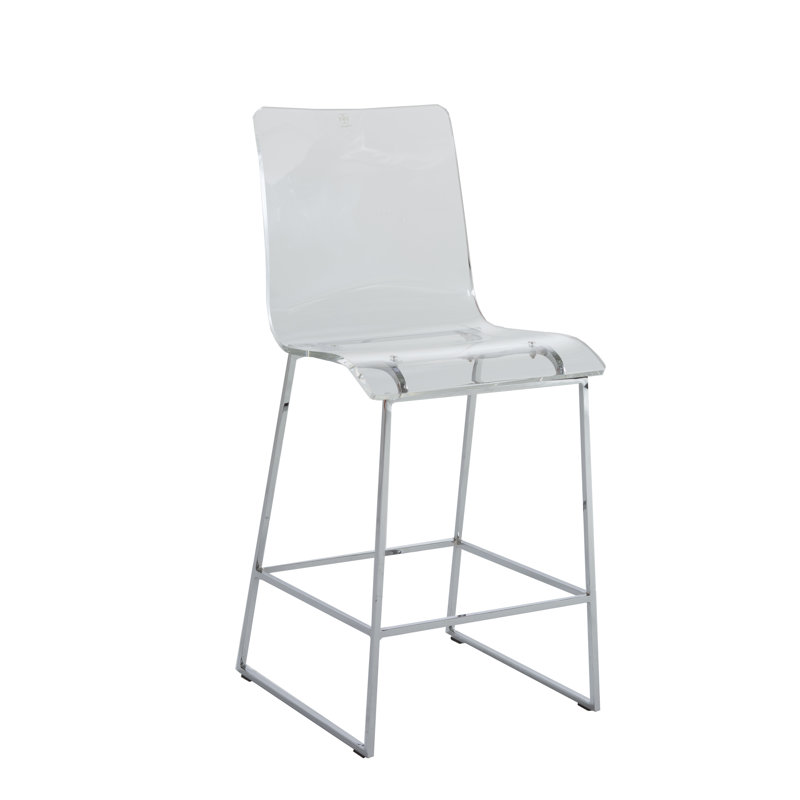 Gabby King 24.75" Chrome Acrylic Modern Counter Stool