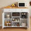 Kitchen Island Cart with Storage, 45.67 in Wide Mobile Rolling Storage Island on Swivel Wheels, with 2 Drawers, Storage Cabinet, Drop Leaf, Towel Rack, Table for Home Dining Room, White