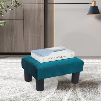 Repose-pieds carré en velours de 10,6 po Cebrail