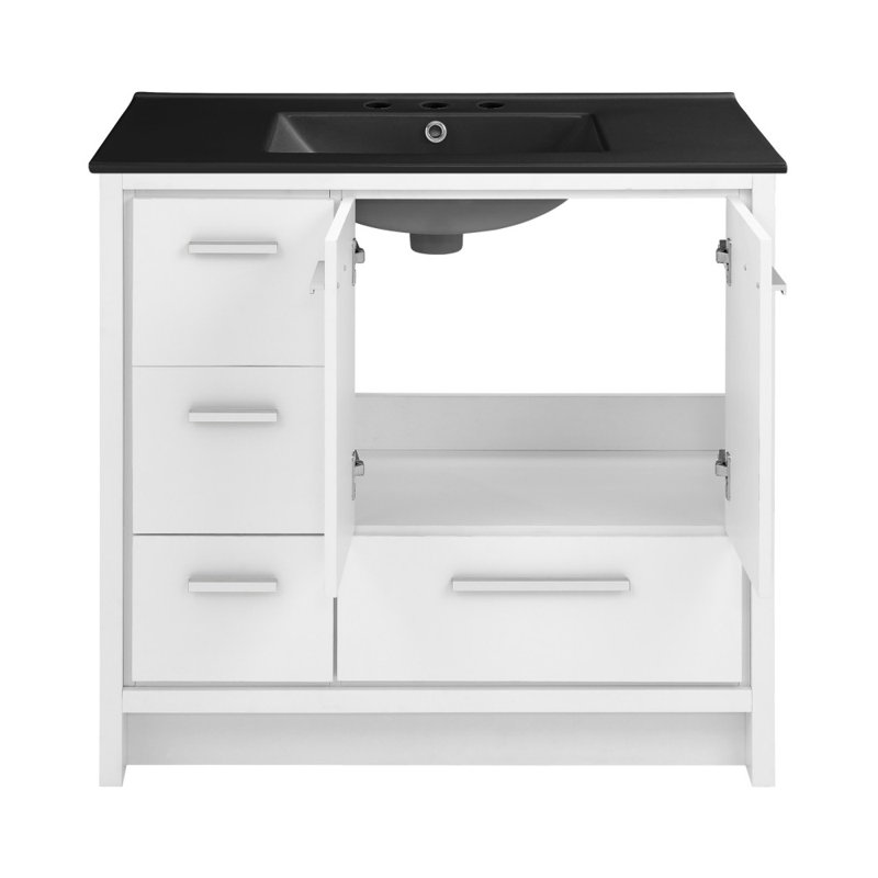 Meuble-lavabo autoportant Virage 36, Noir, Blanc, 3