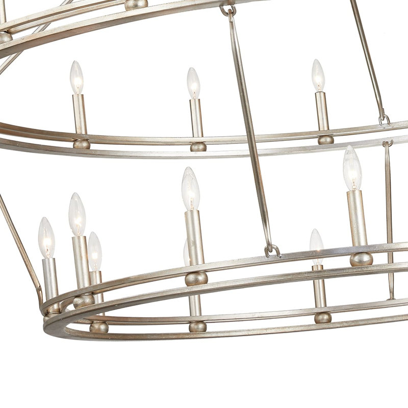 Lustre 28 lumières Sutton, Feuille d'argent champagne