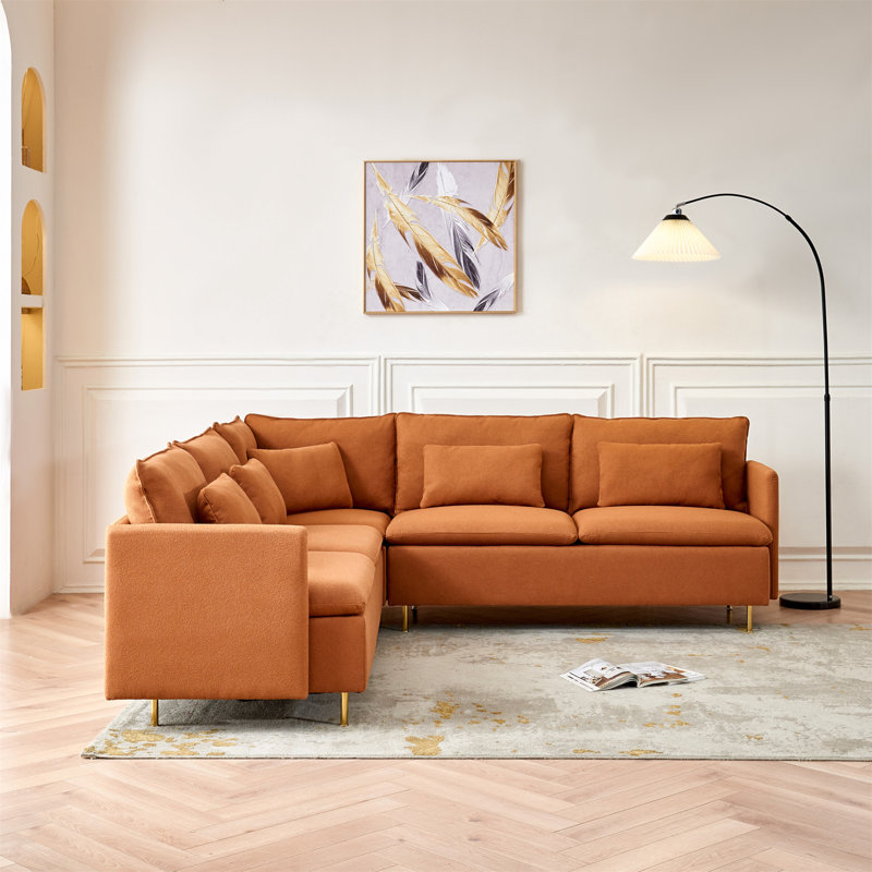Canapé modulaire 3 pièces Mattin, Orange moelleux