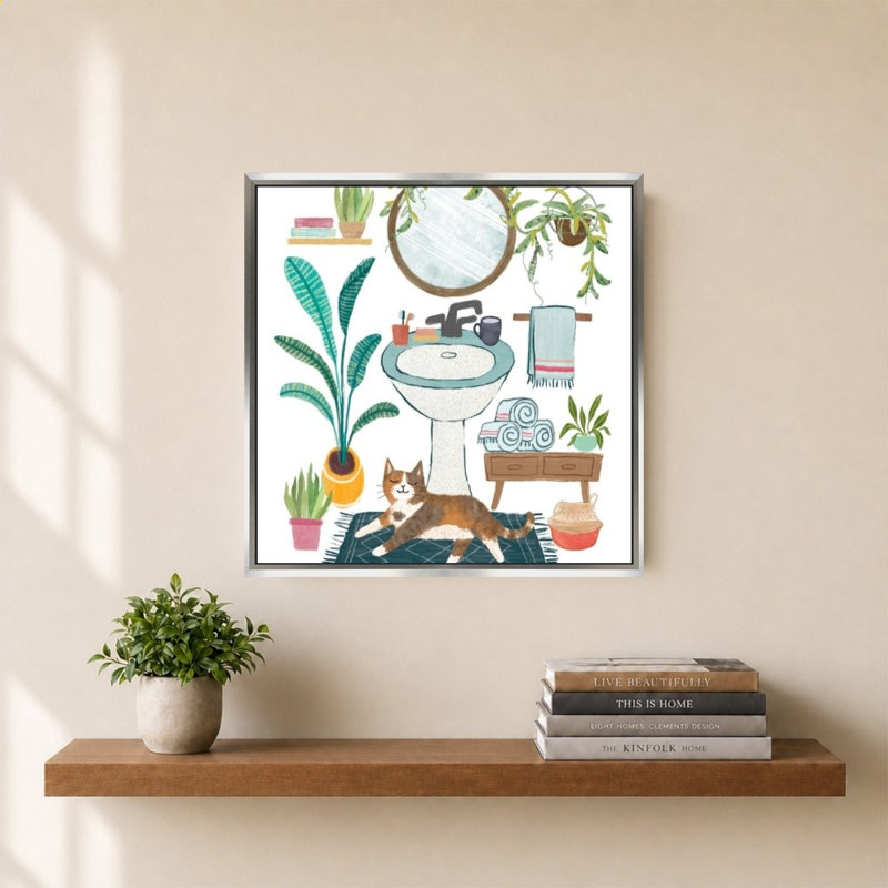 "Urban Jungle Bath I" par Mary Urban - Impression sur toile, H 34 po x l 34 po, Argent