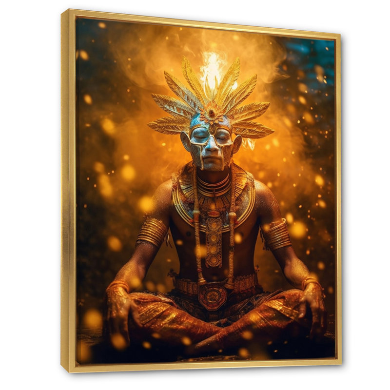 Impression sur toile Majestic Glam Shaman, Cadre flottant doré, H 32 po x l 16 po x P 1 po
