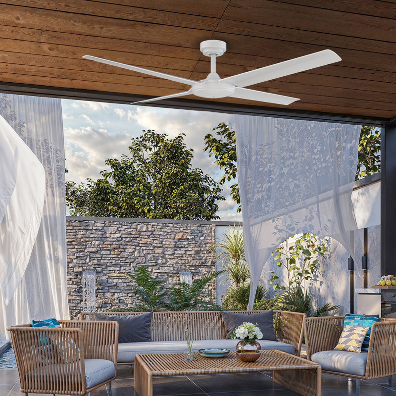 56 In. Burslem Indoor/Outdoor Ceiling Fan And Remote (4-Blade) - 2 Pack, White, White