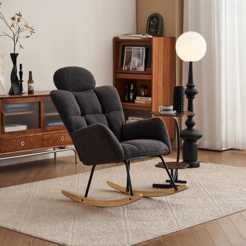 Chaise berçante avec dossier haut Yisroel, Gris foncé