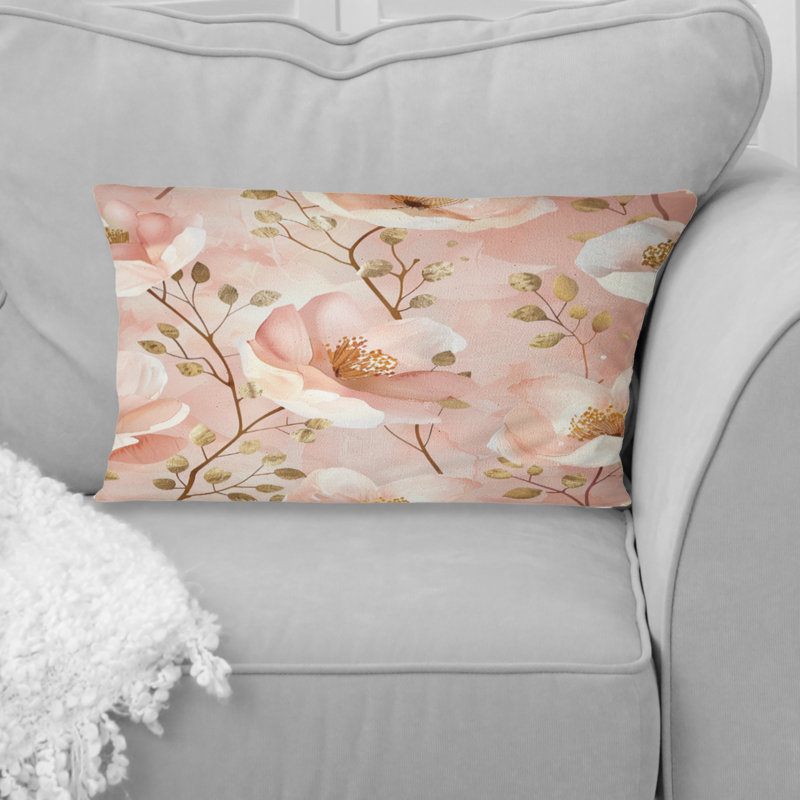 Coussin lombaire pastel rose rosé Blooms II
