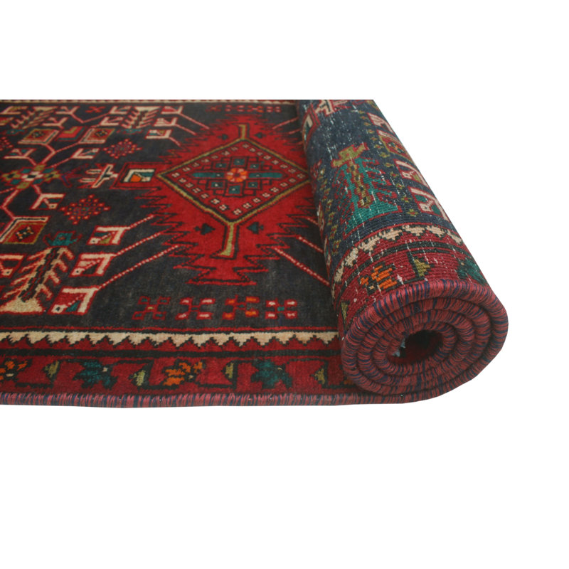 One-of-a-Kind 2'9" x 13'11" 1980s Runner Wool Area Rug in Beige and Red