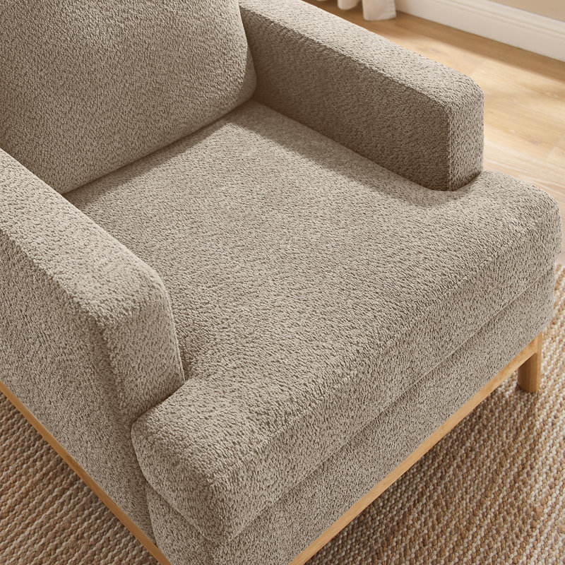 Deandrew 33.5'' Wide Accent Chair, Camel Boucle