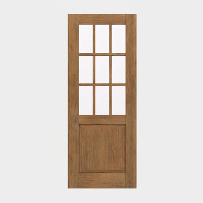 Porte d'extérieur 96 po Dalle en acajou 96 po, 9 Lite, 1/2 Lite, 1 panneau, sans finition