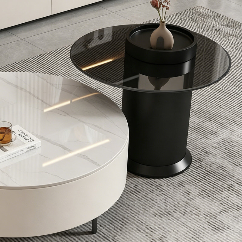 Ensemble de tables basses simples en ardoise, Cream/White