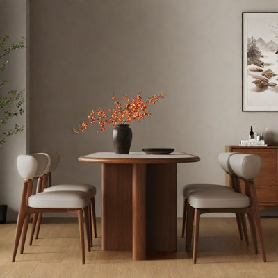 Ensemble de table de salle à manger encastré en bois massif