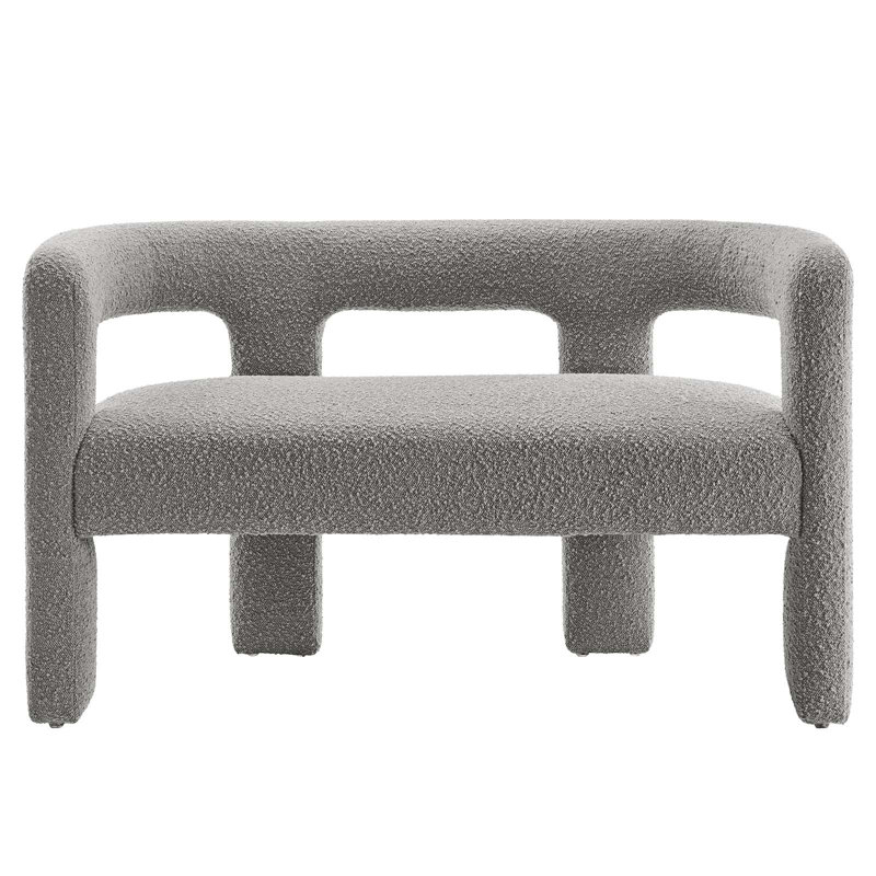 Modway Kayla Boucle Upholstered Loveseat, Light Gray Boucle