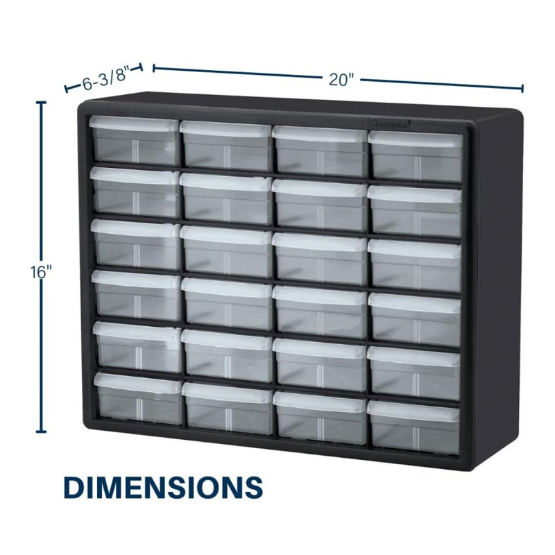 Black Plastic 24-Drawer Stackable Storage Cabinet