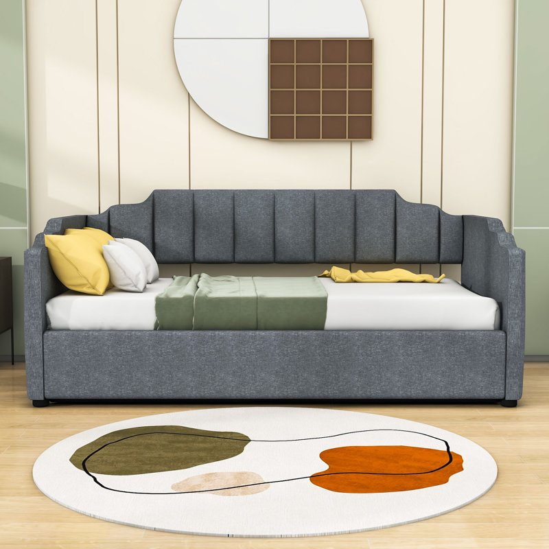 Wooden Upholstered Daybed with Underneath Storage, Gray, Full