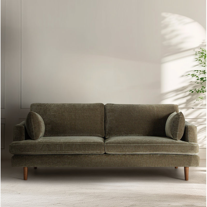 Canapé rembourré 83 po Laguna, Chenille performance vert olive
