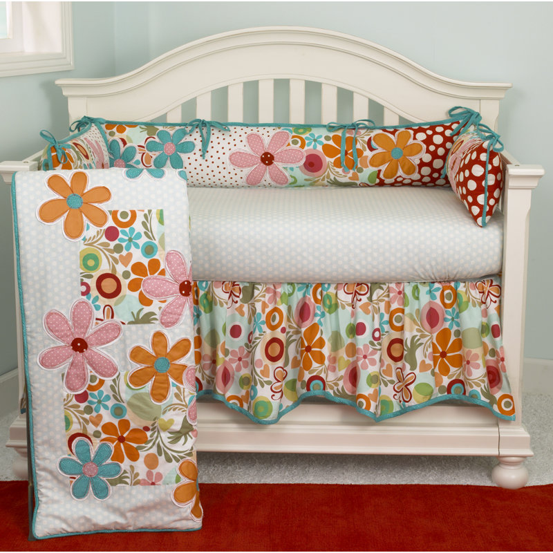 Swinney Floral Bird 100% Cotton Floral Crib Dust Ruffle / Skirt
