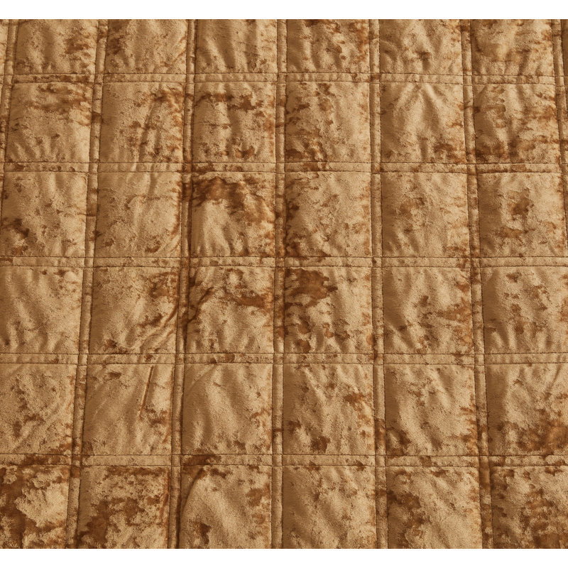Velvet Quilt, Caramel Gold, Oversized King Quilt + 2 King Shams