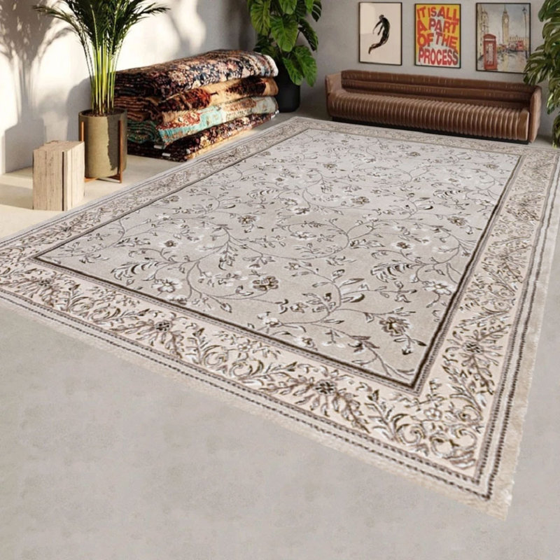 Floral Indoor / Outdoor Area Rug, Ochre, Rectangle 160 x 230 cm