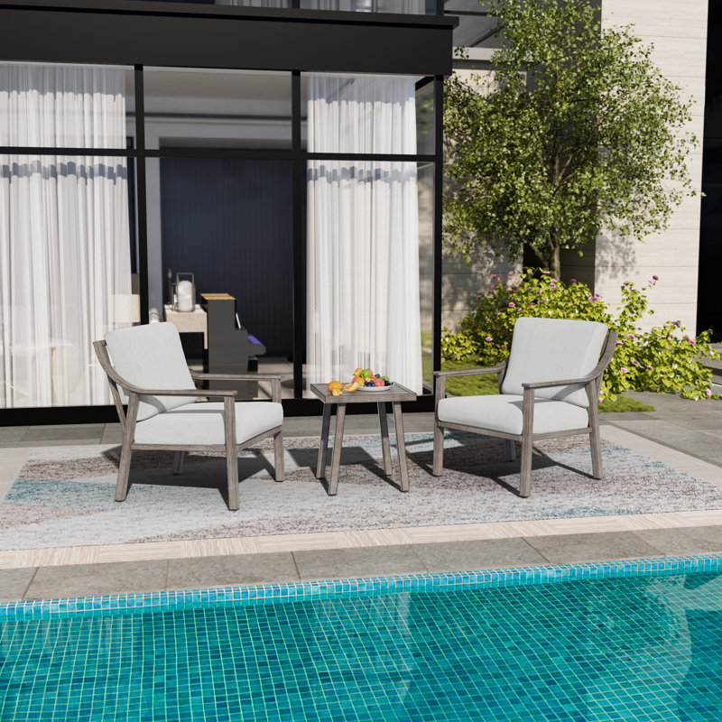 Vishali 2 - Person Patio Conversation Set with Cushions, Gray, Gray
