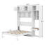 Lit escamotable double pleine grandeur avec bureau, armoire supérieure et tablettes de rangement, lit pliant peu encombrant, armoire de lit murale en bois