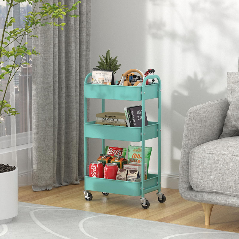 Chariot utilitaire roulant, Turquoise
