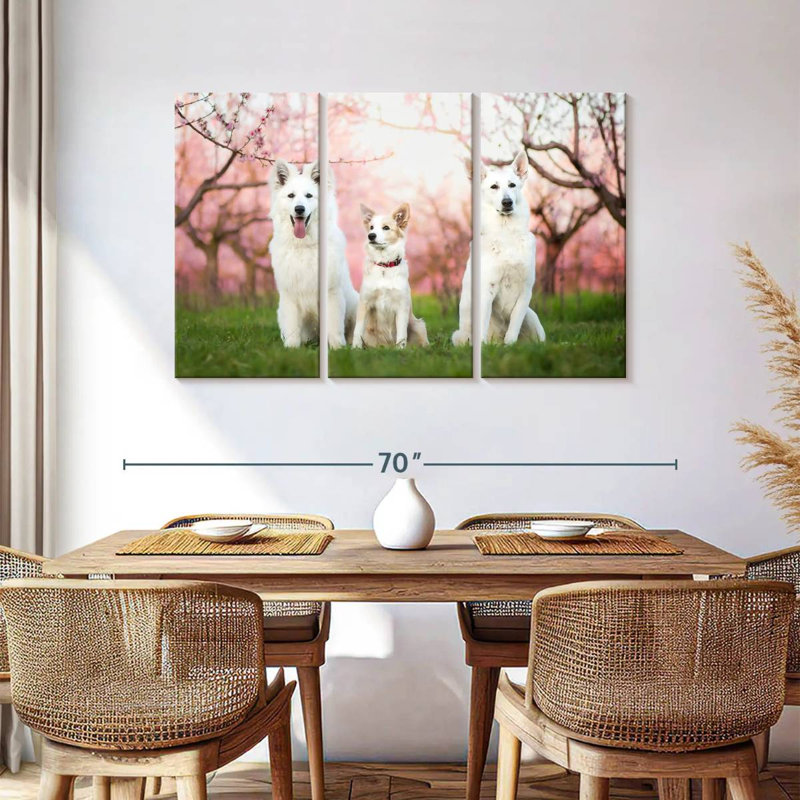 Famille de chiens, 36" H x 57" W