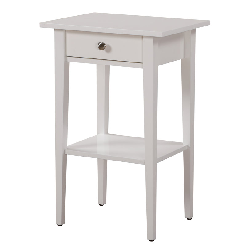 Dalton Nightstand-End Table with One Drawer White, White