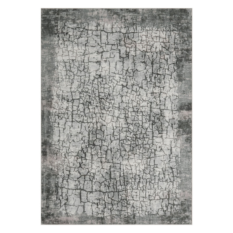 Living Room Rug 9x12 Abstract Area Rug Washable Non Slip Modern Farmhouse Carpet for Bedroom Nursery Grey, Gray
