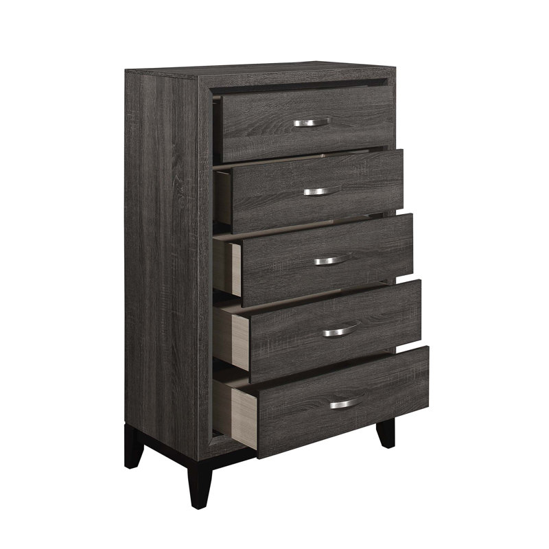 Commode 5 tiroirs Ayeln, Gris