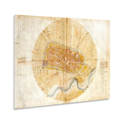 Map Of Imola by Leonardo Da Vinci - No Frame Painting