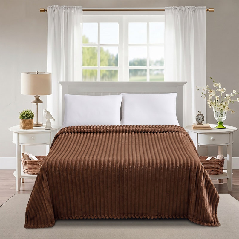 Ribbed Throw Blanket – Soft, Lightweight & Cozy Home Décor Throw, 240cm x 200cm, Coffee