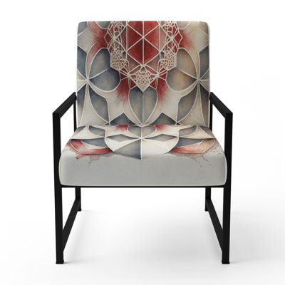 Fundamental Patterns Sacred Geometry III - Upholstered Contemporary Arm Chair, Geometric Abstract Accent Chair