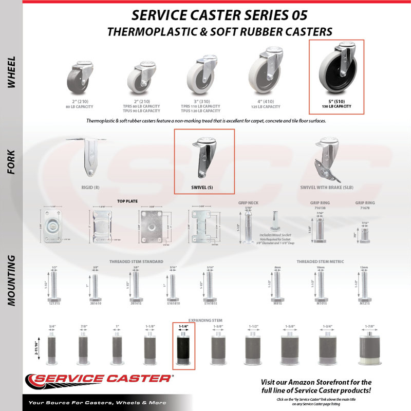Thermoplastic Rubber Expanding Caster