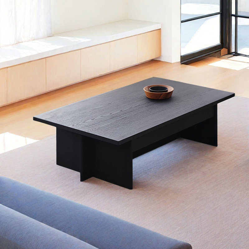 Simple rectangular solid wood coffee table, 15.7" H x 51.2" L x 27.6" W 