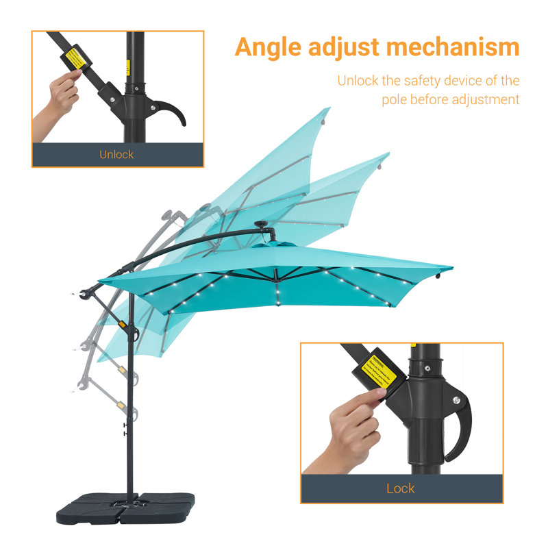 Parasol en porte-à-faux 98,4 po Dannii-Leigh, Bleu lac
