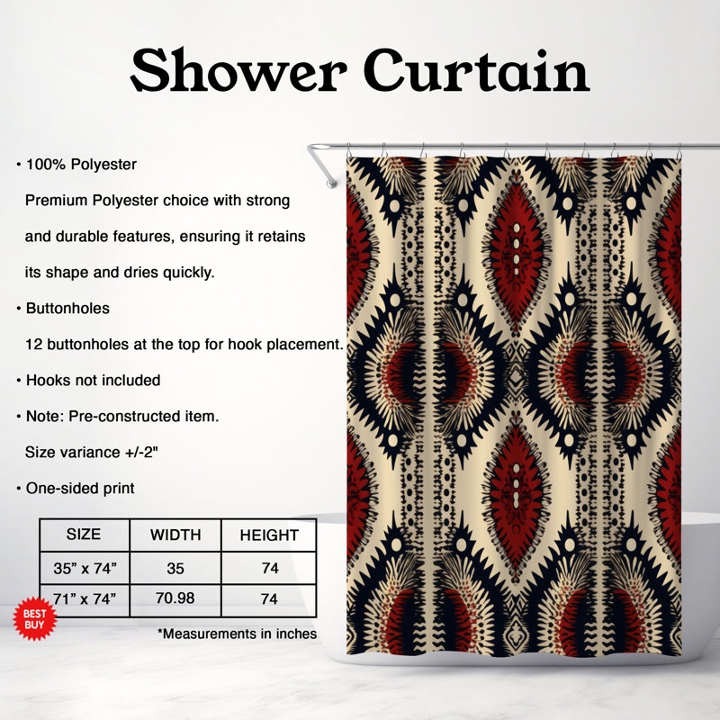 Boho Crescents - Premium Shower Curtain, 74" H x 71" W