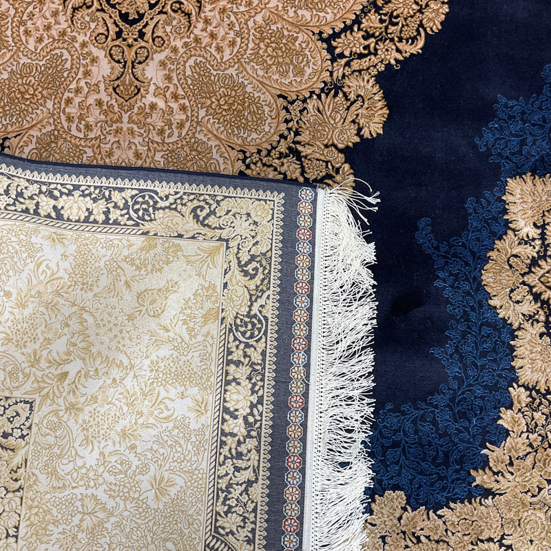 Bungalow Rose Kirman Design Silk Rug