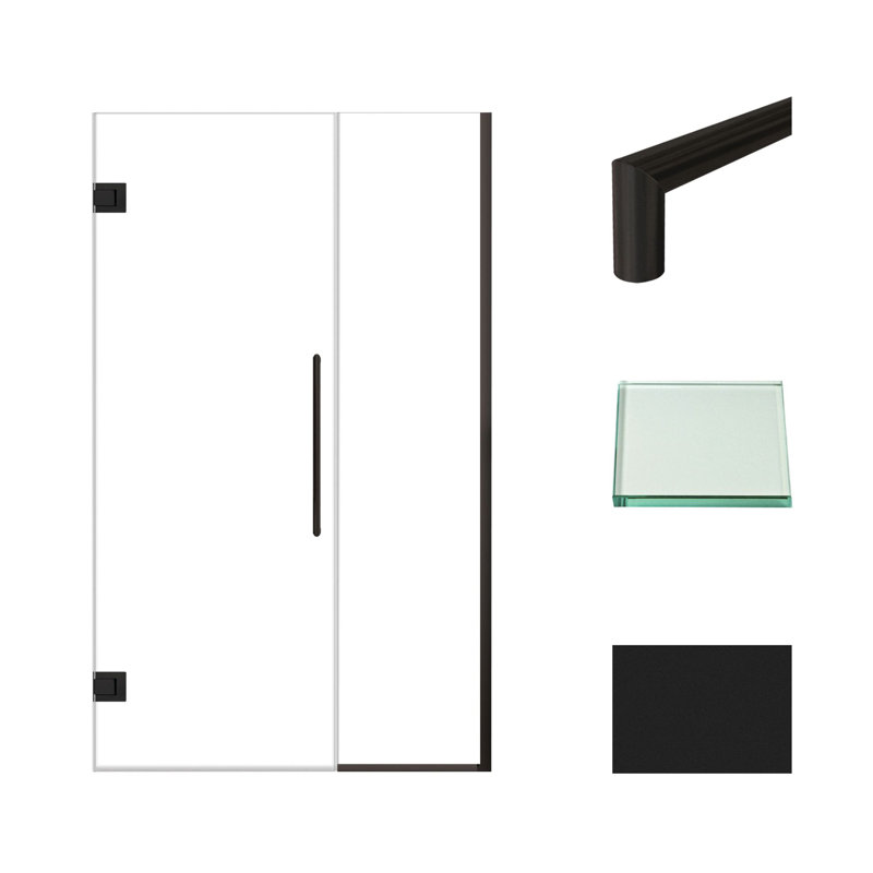 Elizabeth Matte Black Frameless Shower Door with Clear Glass