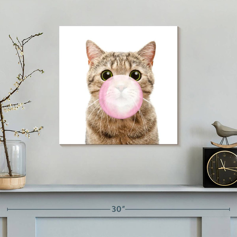 " Bubble Gum Kitty ", 16" H x 16" W x 1.25" D