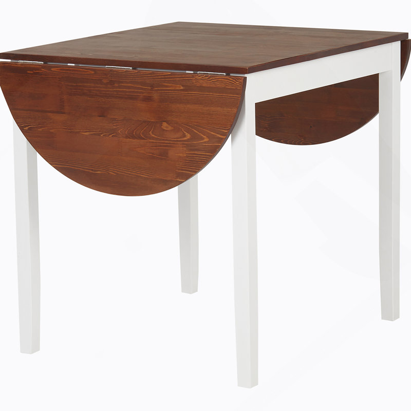 Table de cuisine en bois massif de 55 po, tables à abattants pour petits espaces, Brun / Blanc