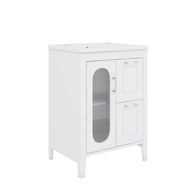 Meuble-lavabo 24 po avec tablette intérieure réglable 2 tiroirs et une porte